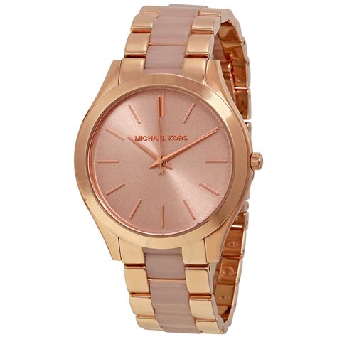 michael kors slim runway rose-tone ladies watch